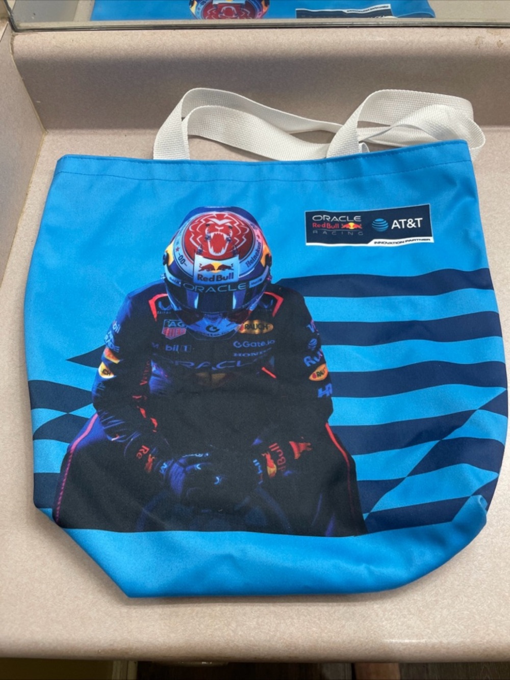 Oracle Red Bull F1 Racing Max Verstappen AT&T canvas bag Tote 17" x 17" NEW